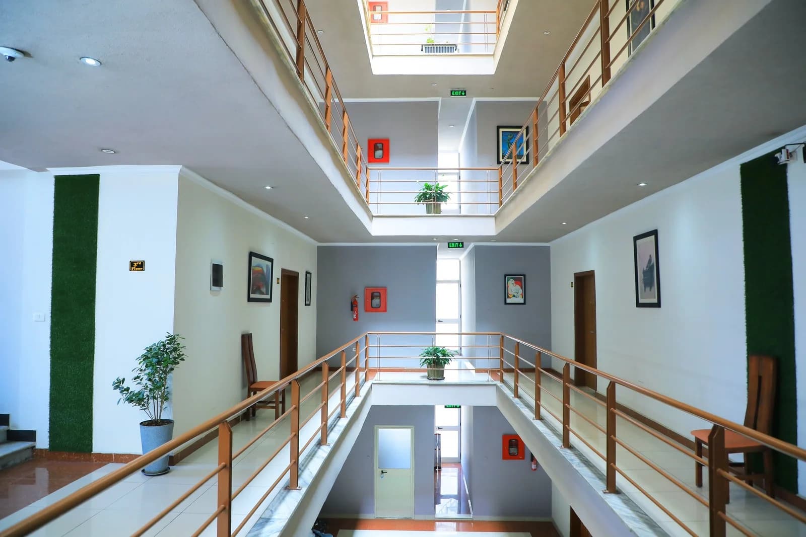 Multi-level atrium at Victoria Hotel Apartments